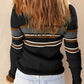 Rib Knitted Stripe Detail Henley Sweater