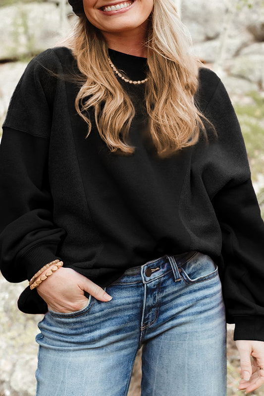 Loose Patchwork Crewneck Plus Size Sweatshirt