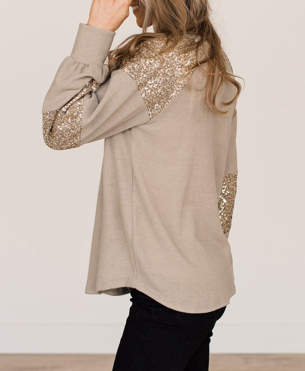 Sequin Patched Long Sleeve Top