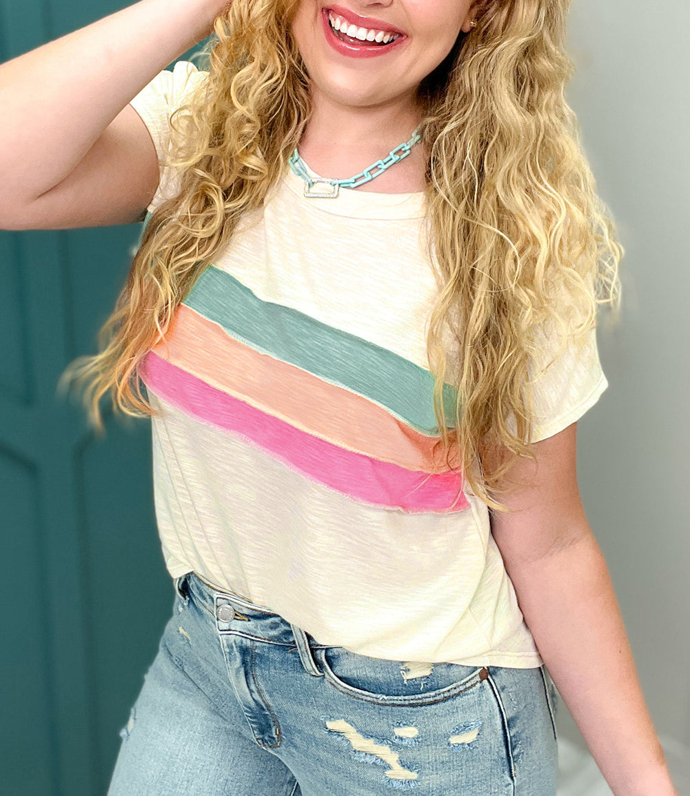 Color Block Patchwork Plus Size T Shirt