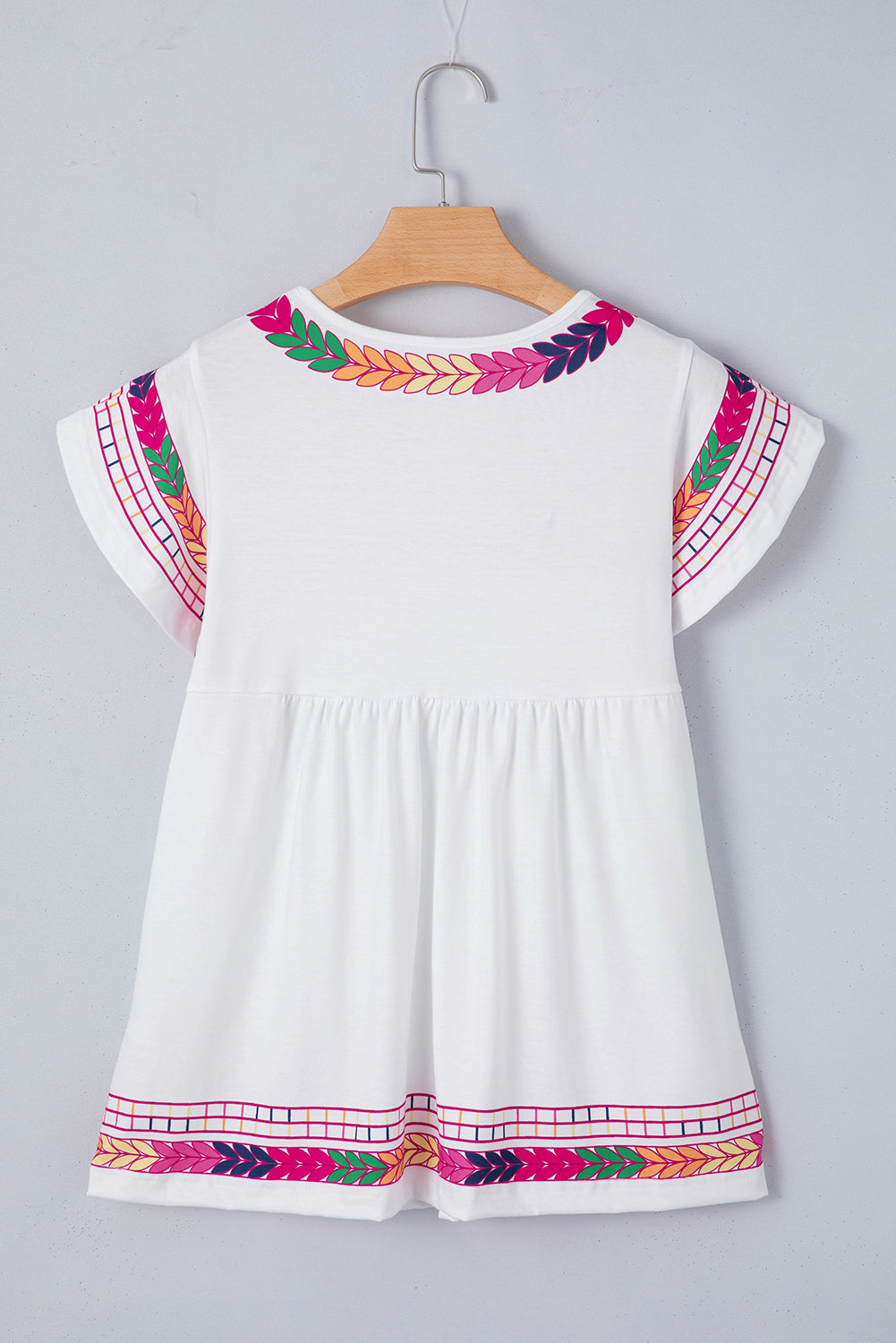 Abstract Print Ruffle Sleeve Flowy Top