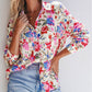 Floral Print Slim Fit Buttoned Turn Down Collar Shirt