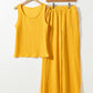 Crinkled U Neck Tank Top and Wide Leg Pants Set