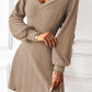 Textured Knit V-Neck Bishop Sleeve Sweater Dress