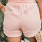 Pink Drawstring Waist Pocketed Lounge Shorts