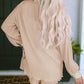 Pleated Long Sleeve Shirt and Shorts Lounge Set