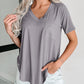 V Neck Pocketed Rounded Hem Tee