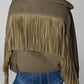 Fringed Full Zipper Fleece Jacket