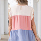 Plus Size Colorblock Ruffle Flowy Top