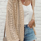 Hollow Out Knit Drop Shoulder Open Front Cardigan