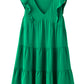 Solid Color V Neck Ruffle Tiered Mini Dress