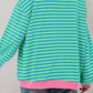 Stripe Oversized Contrast Trim Pullover Sweatshirt
