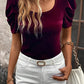 Short Puff Sleeve Velvet Top