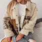 Leopard Patchwork Snap Buttons Sherpa Jacket