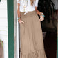 Smocked Waist Ruffled Maxi Skirt