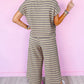 Stripe Rainbow Tee Tasseled String Wide Leg Pants Set