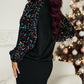 Sequin Raglan Sleeve Crewneck Pullover Sweatshirt