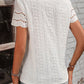Eyelet Embroidery Scalloped Short Sleeve Top