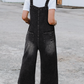 Distressed Bib Pocket Wide Leg Denim Overall