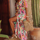 Boho Tie-dye Print V Neck Maxi Dress