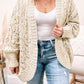 Plus Size Textured Knit Open Ribbed Trim Cardigan