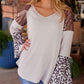 Sequin Patchwork Bell Sleeve V Neck Tunic Top