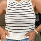 Stripe Raw Edge Crew Neck Knitted Vest