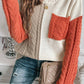 Tan Colorblock Patched Pocket Drop Shoulder Sweater