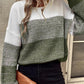 Color Block Drop Shoulder Ribbed Trim Sweater