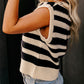 Stripe Ribbed Trim Knitted Sweater Vest