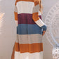 Multicolor Colorblock Open Front Long Knit Cardigan