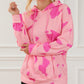 Peach Blossom Tie Dye Kangaroo Pocket Drawstring Hoodie