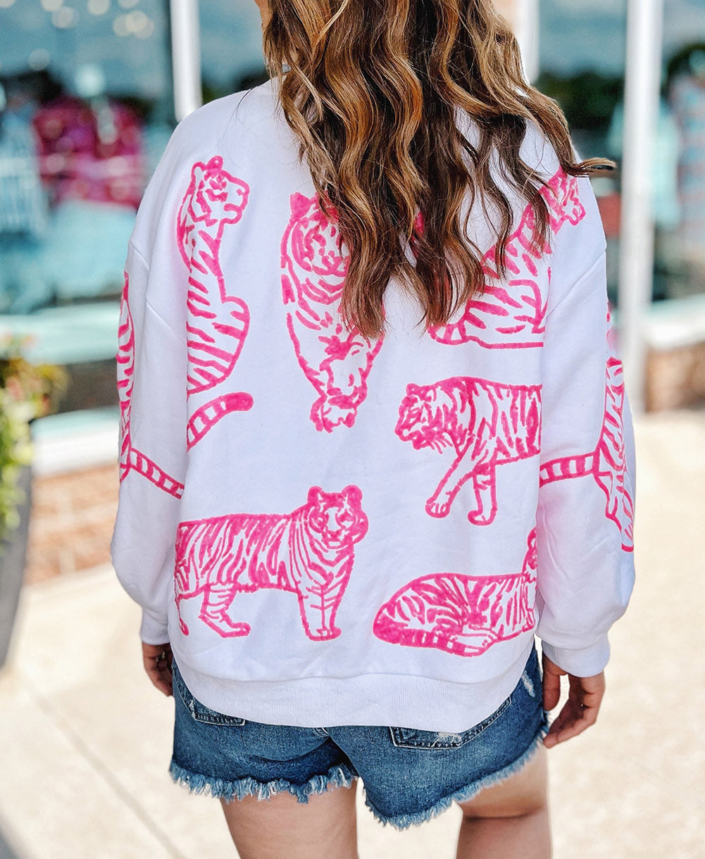 Animal Print Pullover Sweatshirt