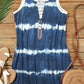 Tie Dye Striped Button Notch V Neck Mini Dress