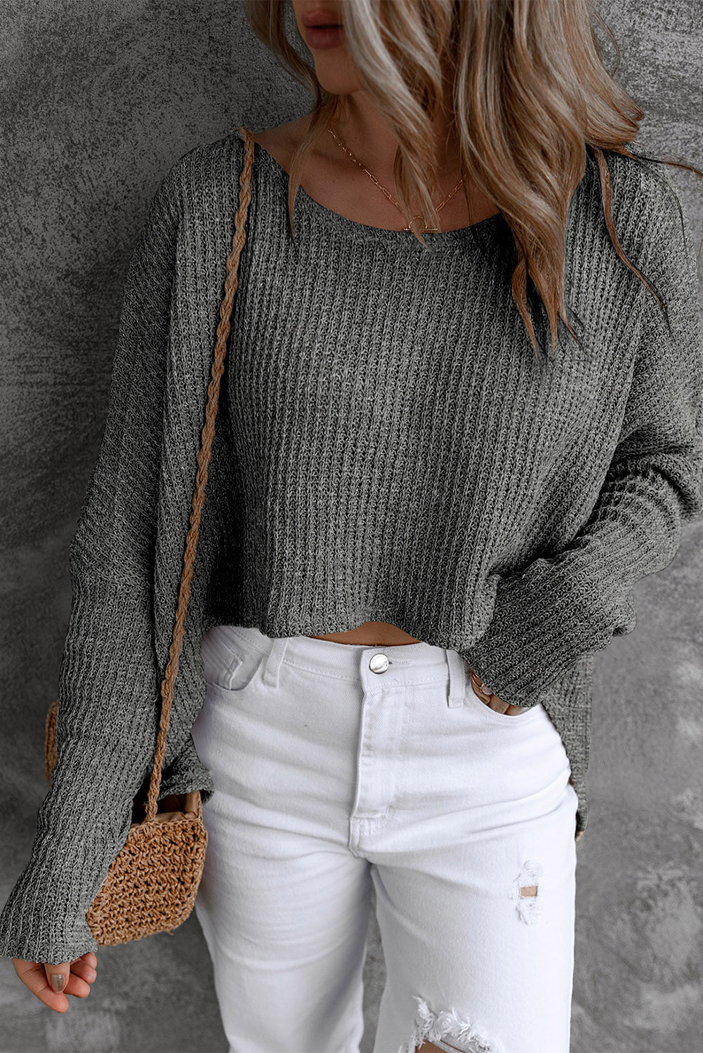 Slouchy Dolman Sleeve High Low Sweater