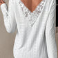 Floral Lace Splicing Eyelet Long Sleeve Top
