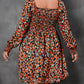 Plus Size Smocked Long Sleeve Floral Dress