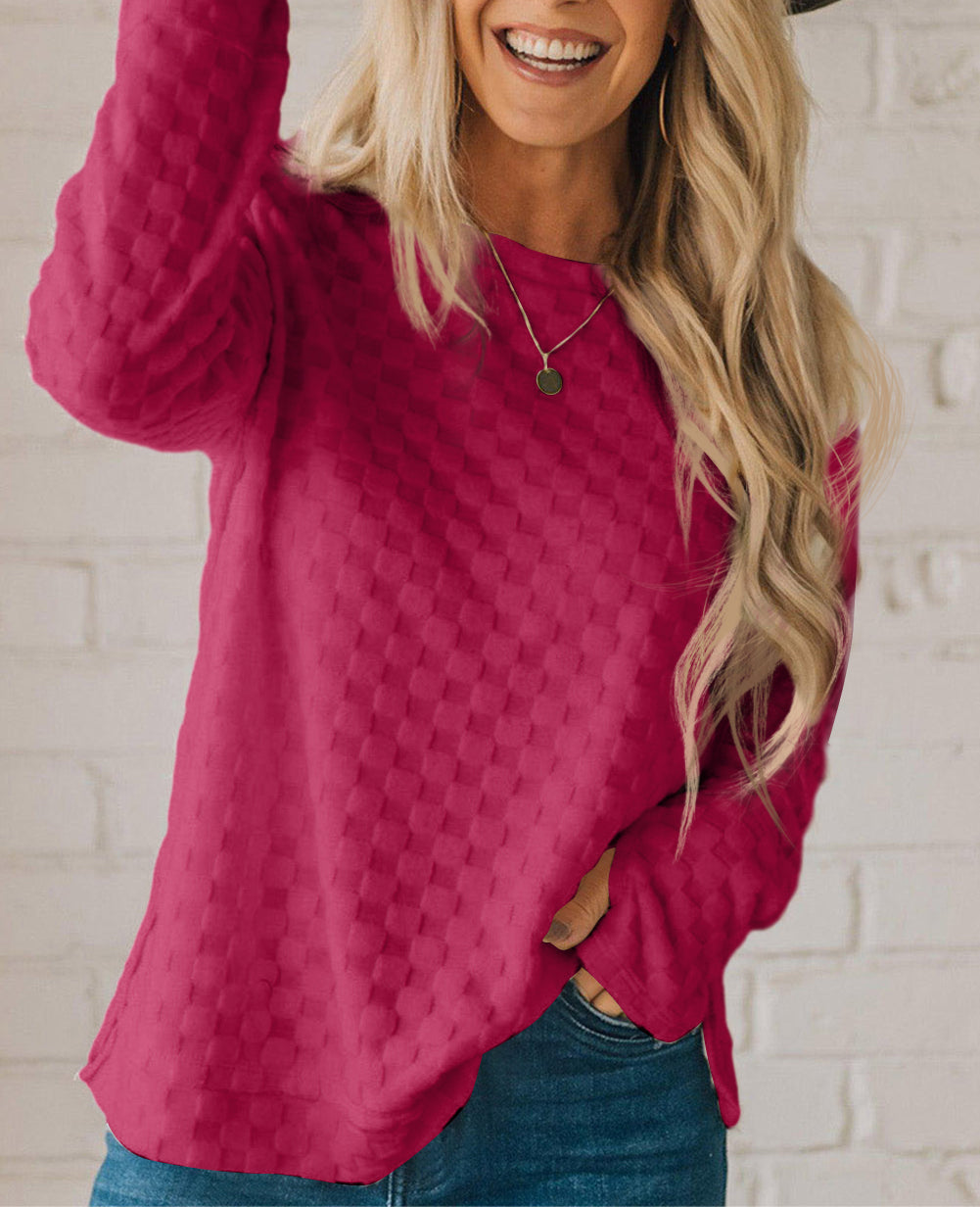 Solid Textured Thumbhole Sleeve Top