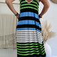 Mixed Stripes Spaghetti Straps V Neck Maxi Dress