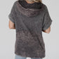 Waffle Knit Splicing Hooded Short Sleeve Top