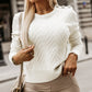 Textured Knit Button Decor Pullover Sweater