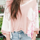 Floral Lace Crochet Patchwork Batwing Sleeve Blouse