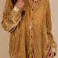 Solid Color Button Up Loose Fit Velvet Shirt