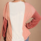 Color Block Corded Long Sleeve Top