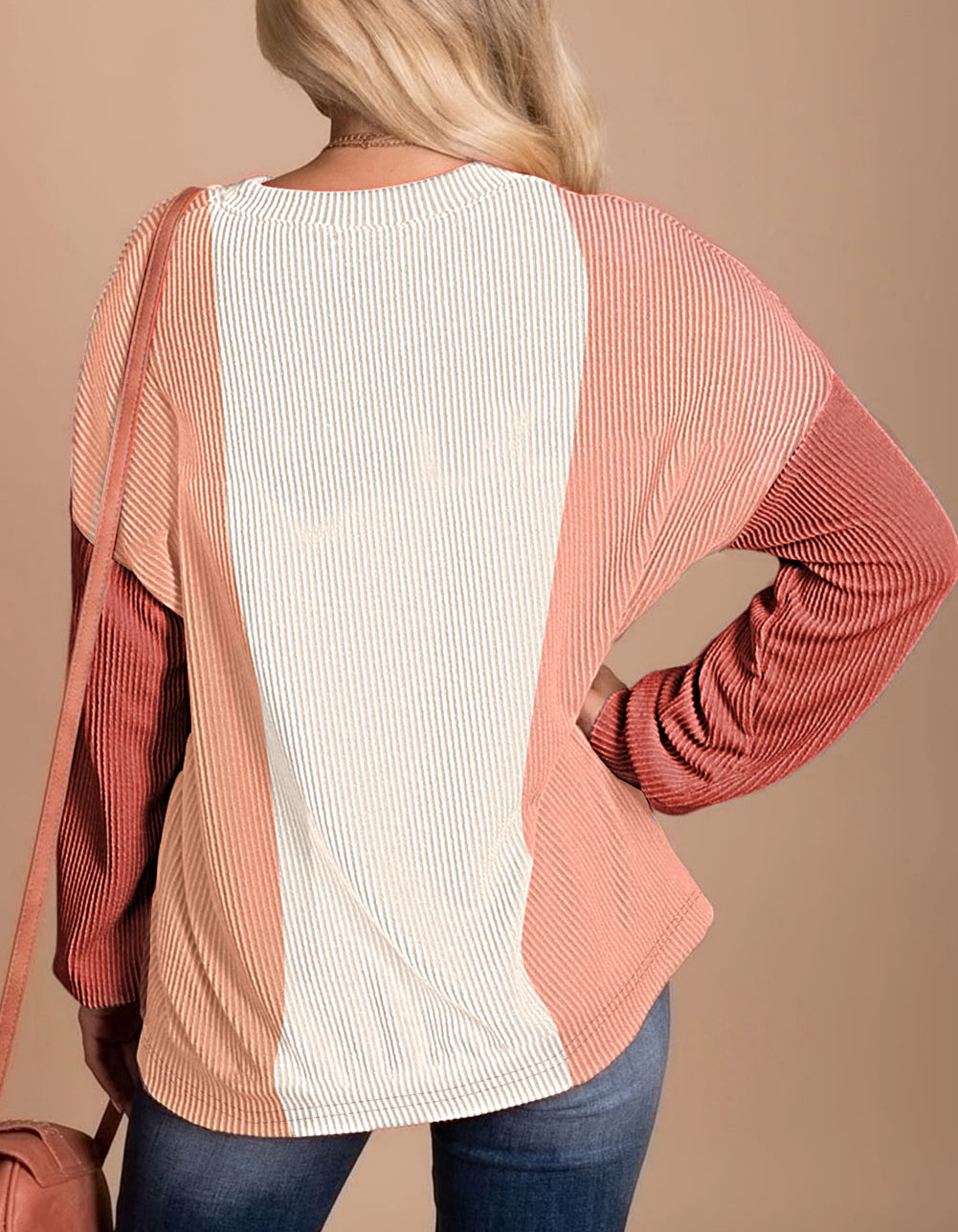 Color Block Corded Long Sleeve Top