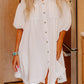 Half Puff Sleeve Buttoned Shirt Mini Dress