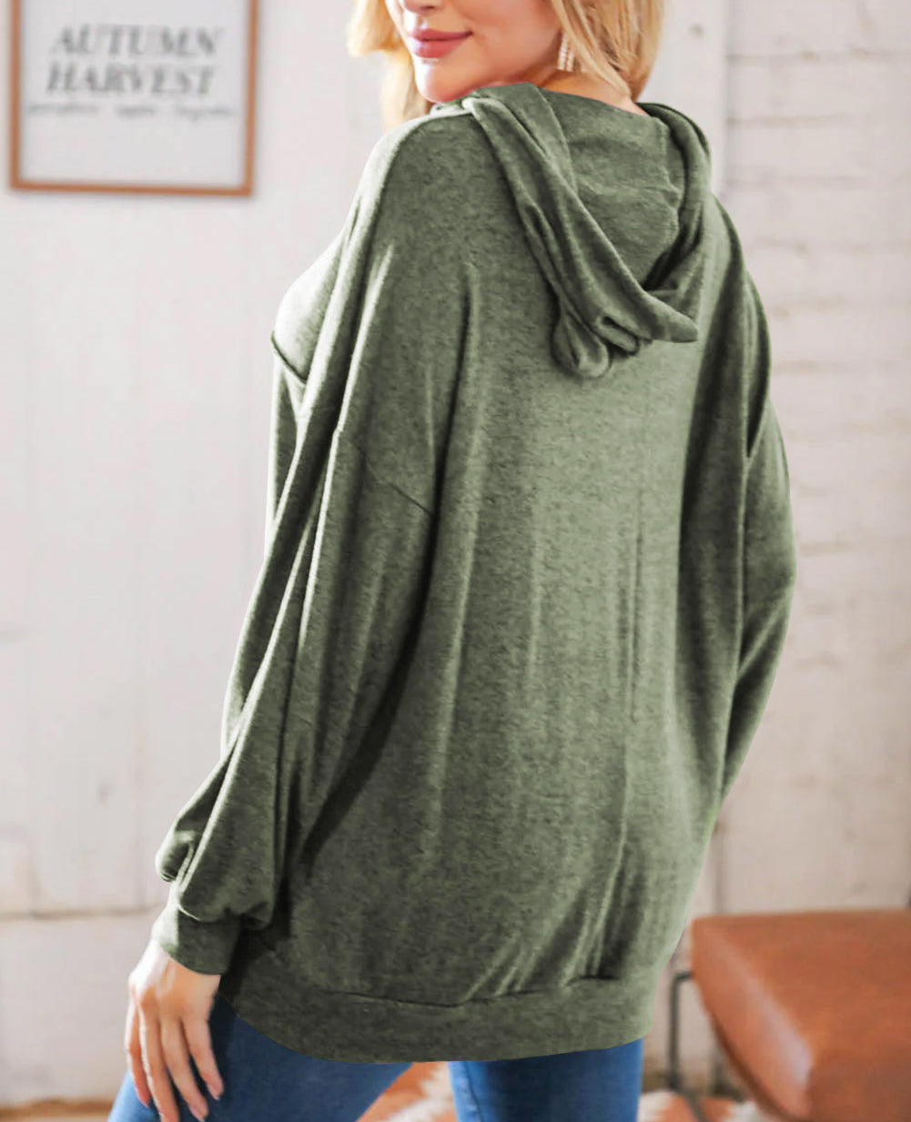 Lace up Marble Print Loose Hoodie