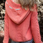 Cable Knit V Neck Contrast Drawstring Hooded Sweater