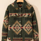 Aztec Print Flap Pockets Long Sleeve Shacket