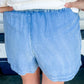 Casual Chambray Drawstring Shorts